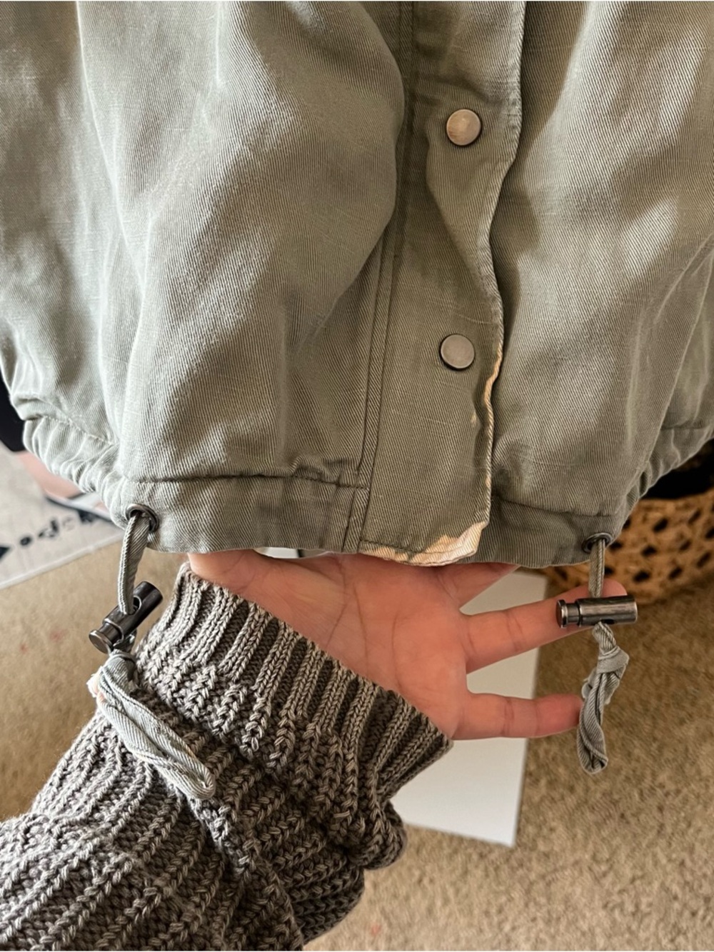 Rails Sage Drawstring Military Style Utility Jacket Sz L | Rails Collins - Picture 7 of 9